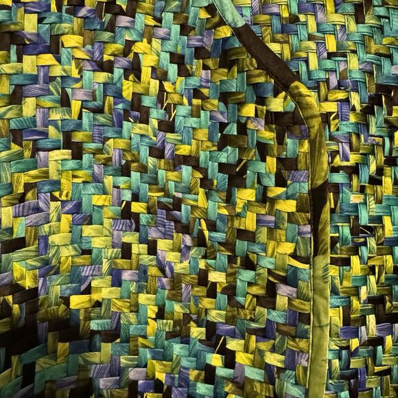 Chicos Design Womens Silk Jacket Blazer Sz 1 (M) Multicolor Basketweave Workwear - Picture 2 of 8